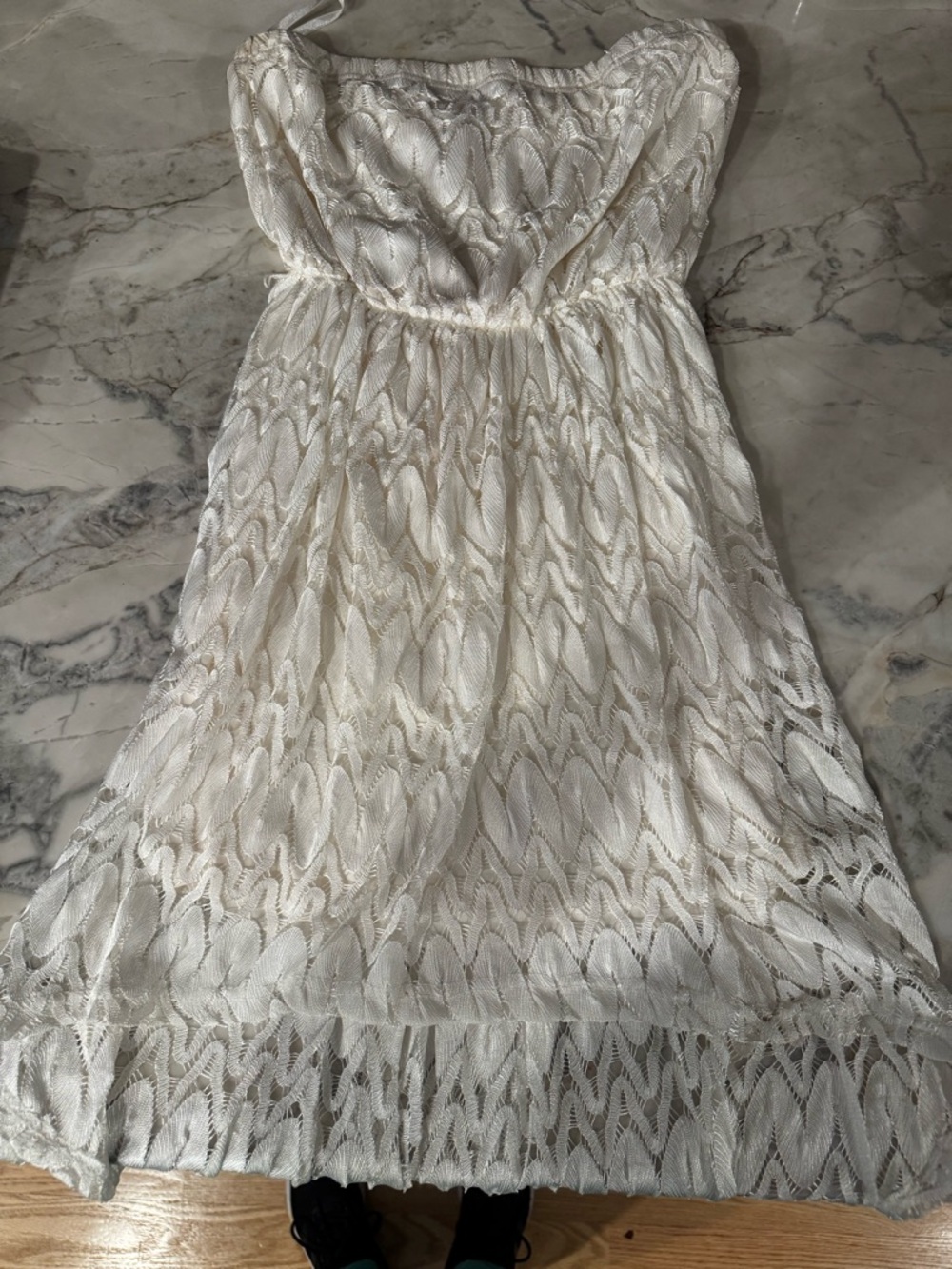 Sans Souci Ivory Strapless Lace High-Low Dress